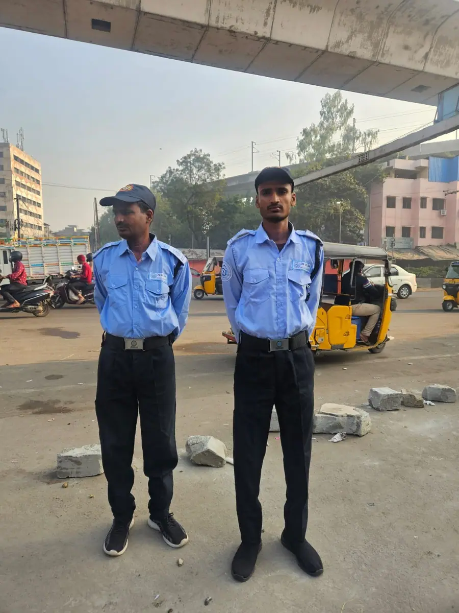 Security guards at a commercial parking area