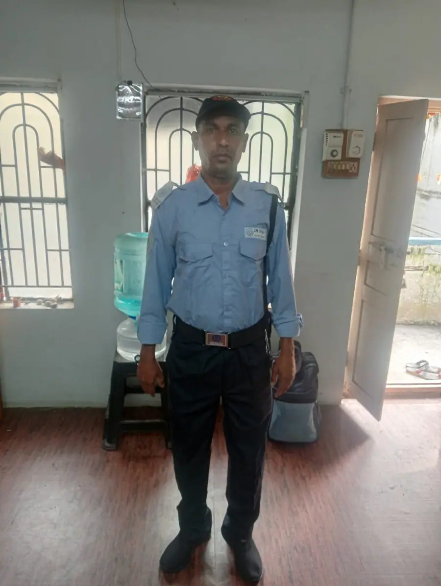 Security guard at a residential building entrance