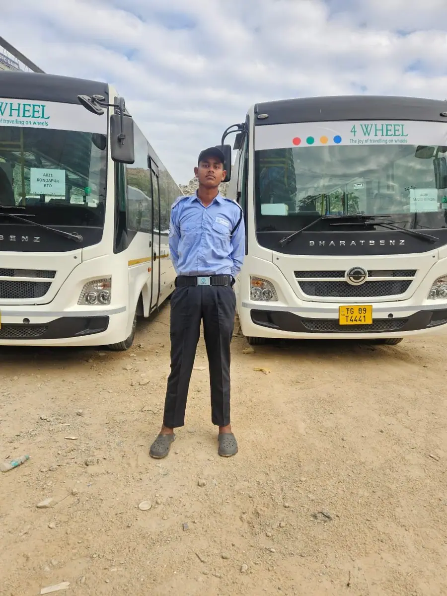 Security guard deployed at a bus depot