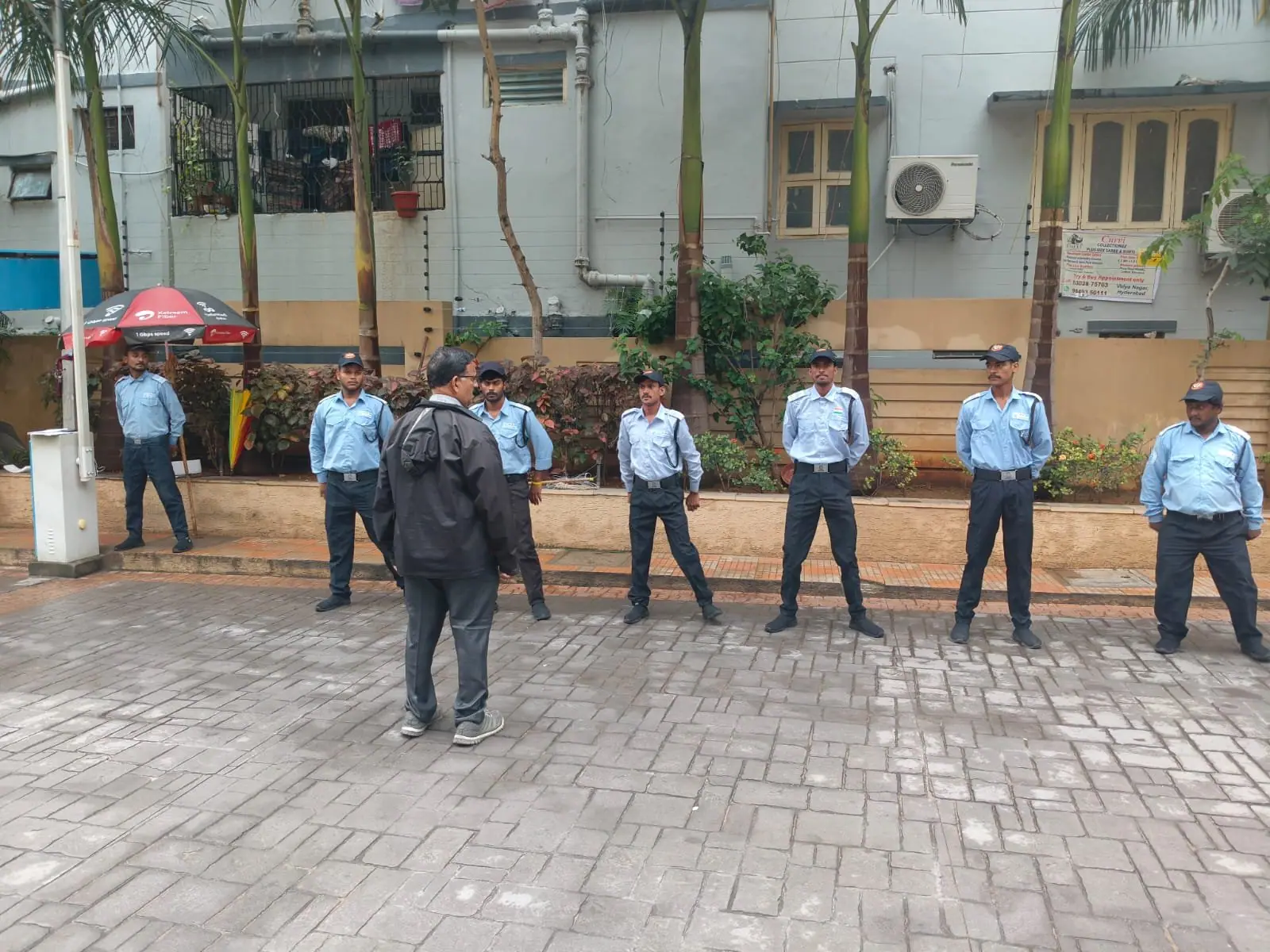 Uniformed OSS security guard on duty at a gated premises